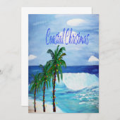 沿岸クリスマスホリデーのグリーティングカード。 招待状 (正面/裏面)