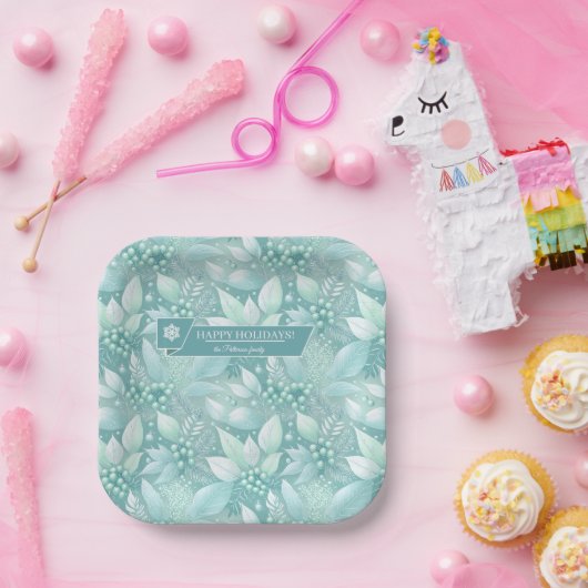 沿岸クリスマスリーフの果実パターン#7 ID1009 ペーパープレート (パーティー)