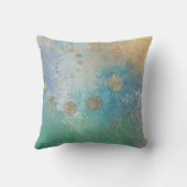 沿岸グランジ |青と緑の水のカラー金ゴールド クッション (裏面)