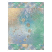 沿岸グランジ |青と緑の水のカラー金ゴールド テーブルクロス (正面)