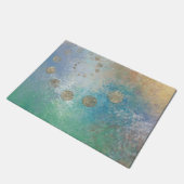 沿岸グランジ |青と緑の水のカラー金ゴールド ドアマット (アングル)