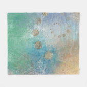 沿岸グランジ |青と緑の水のカラー金ゴールド フリースブランケット (正面(横))