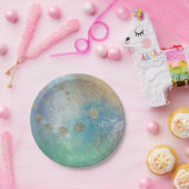 沿岸グランジ |青と緑の水のカラー金ゴールド ペーパープレート (パーティー)