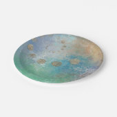 沿岸グランジ |青と緑の水のカラー金ゴールド ペーパープレート (アングル)