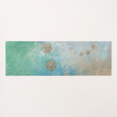 沿岸グランジ |青と緑の水のカラー金ゴールド ヨガマット (裏面(横))