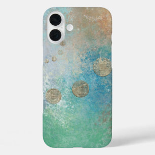 沿岸グランジ  青と緑の水のカラー金ゴールド iPhone 16 PLUSケース
