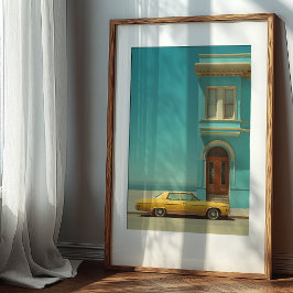 沿岸コントラスト:ヴィンテージイエローカー ポスター