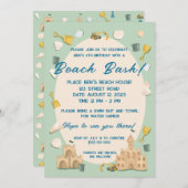 沿岸サンドキャッスルビーチ誕生日ベビーシャワー 招待状 (正面/裏面)