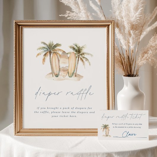 沿岸サーフベビーシャワーおむつラッフルサイン ポスター