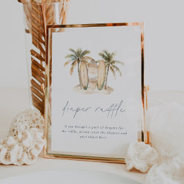 沿岸サーフベビーシャワーおむつラッフルサイン ポスター