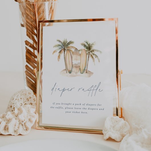 沿岸サーフベビーシャワーおむつラッフルサイン ポスター