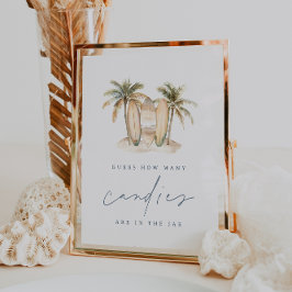 沿岸サーフベビーシャワーキャンディ推測ゲームの看板 ポスター