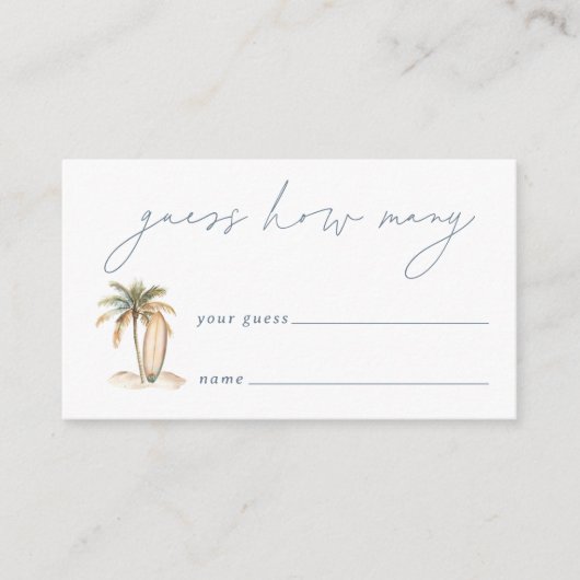 沿岸サーフベビーシャワー推測用ゲームカード エンクロージャーカード (正面)