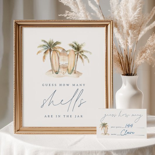 沿岸サーフベビーシャワー推測用ゲームカード エンクロージャーカード