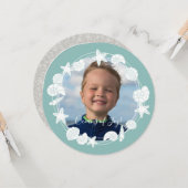 沿岸シェルクリスマスリース写真 カード (正面/裏面インサイチュ)