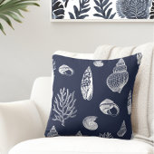 沿岸シェルネイビーブルーホワイト クッション