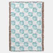 沿岸シックなティール（緑がかった色）ブルー・ウォーター・カラーのマーメイド・シーシェル スローブランケット (正面縦)