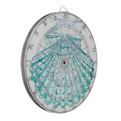 沿岸シックなティール(緑がかった色)ブルー・ウォーター・カラーのマーメイド・シーシェル ダーツボード (正面左)