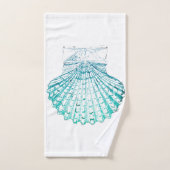 沿岸シックなティール(緑がかった色)ブルー・ウォーター・カラーのマーメイド・シーシェル バスタオルセット (ハンドタオル)