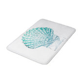 沿岸シックなティール(緑がかった色)ブルー・ウォーター・カラーのマーメイド・シーシェル バスマット (アングル)