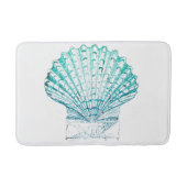 沿岸シックなティール(緑がかった色)ブルー・ウォーター・カラーのマーメイド・シーシェル バスマット (正面)