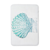 沿岸シックなティール(緑がかった色)ブルー・ウォーター・カラーのマーメイド・シーシェル バスマット (正面縦)