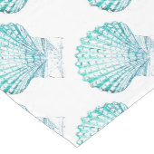 沿岸シックなティール(緑がかった色)ブルー・ウォーター・カラーのマーメイド・シーシェル ミディアムテーブルランナー (コーナー)