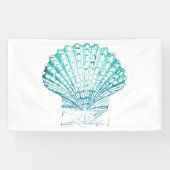 沿岸シックなティール(緑がかった色)ブルー・ウォーター・カラーのマーメイド・シーシェル 横断幕 (横)