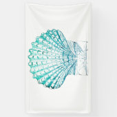 沿岸シックなティール(緑がかった色)ブルー・ウォーター・カラーのマーメイド・シーシェル 横断幕 (縦)