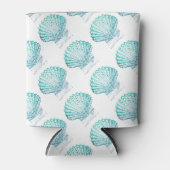 沿岸シックなティール(緑がかった色)ブルー・ウォーター・カラーのマーメイド・シーシェル 缶クーラー (正面)