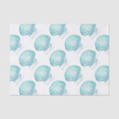 沿岸シックなティール（緑がかった色）ブルー・ウォーター・カラーのマーメイド・シーシェル 薄葉紙 (正面)