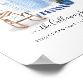 沿岸シックなビーチハイウォーターカラーブルーフロントドア ポスター (角)