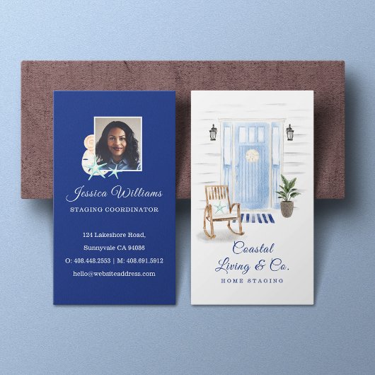 沿岸シックなビーチハイウォーターカラーブルーフロントドア 名刺