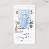 沿岸シックなビーチハイウォーターカラーブルーフロントドア 名刺 (正面)