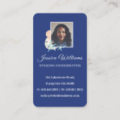 沿岸シックなビーチハイウォーターカラーブルーフロントドア 名刺 (裏面)