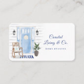 沿岸シックなビーチハイウォーターカラーブルーフロントドア 名刺 (正面)