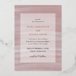 沿岸シックなピンクのエレガントな結婚式 箔招待状