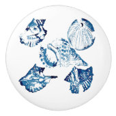 沿岸シックな藍色海水色シーシェル セラミックノブ (正面)