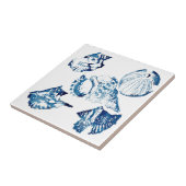 沿岸シックな藍色海水色シーシェル タイル (側面)