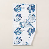 沿岸シックな藍色海水色シーシェル バスタオルセット (ハンドタオル)