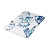 沿岸シックな藍色海水色シーシェル バスマット (アングル)