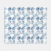 沿岸シックな藍色海水色シーシェル フリースブランケット (正面(横))