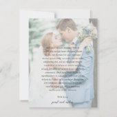 沿岸シックにミュートされた青のエレガントな結婚式 サンキューカード (裏面)