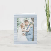 沿岸シックにミュートされた青のエレガントな結婚式 サンキューカード (正面)