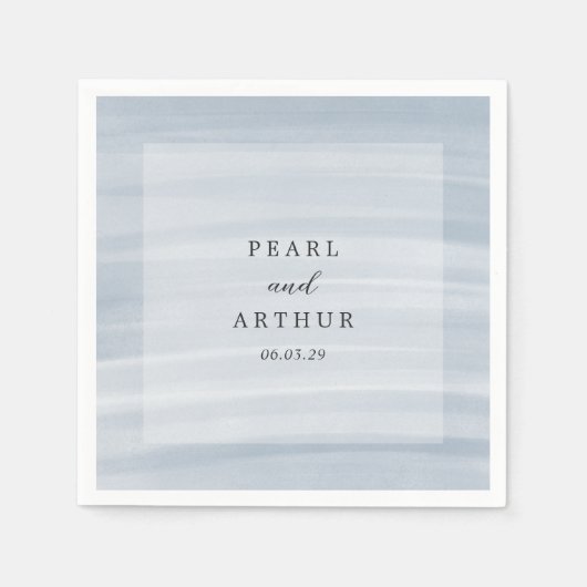 沿岸シックにミュートされた青のエレガントな結婚式 スタンダードカクテルナプキン (正面)