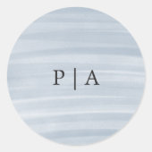 沿岸シックにミュートされた青のエレガントな結婚式 ラウンドシール (正面)