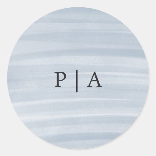 沿岸シックにミュートされた青のエレガントな結婚式 ラウンドシール (正面)