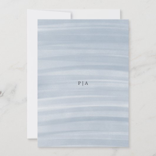 沿岸シックにミュートされた青のエレガントな結婚式 招待状 (裏面)