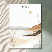 沿岸シックビーチ水彩風景結婚ズ 招待状