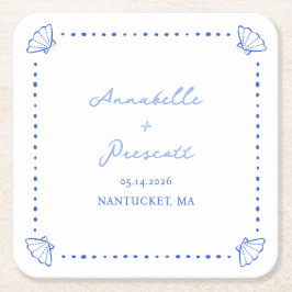 沿岸シック縁どシパーソナライズされたッ結婚ルs スクエアペーパーコースター